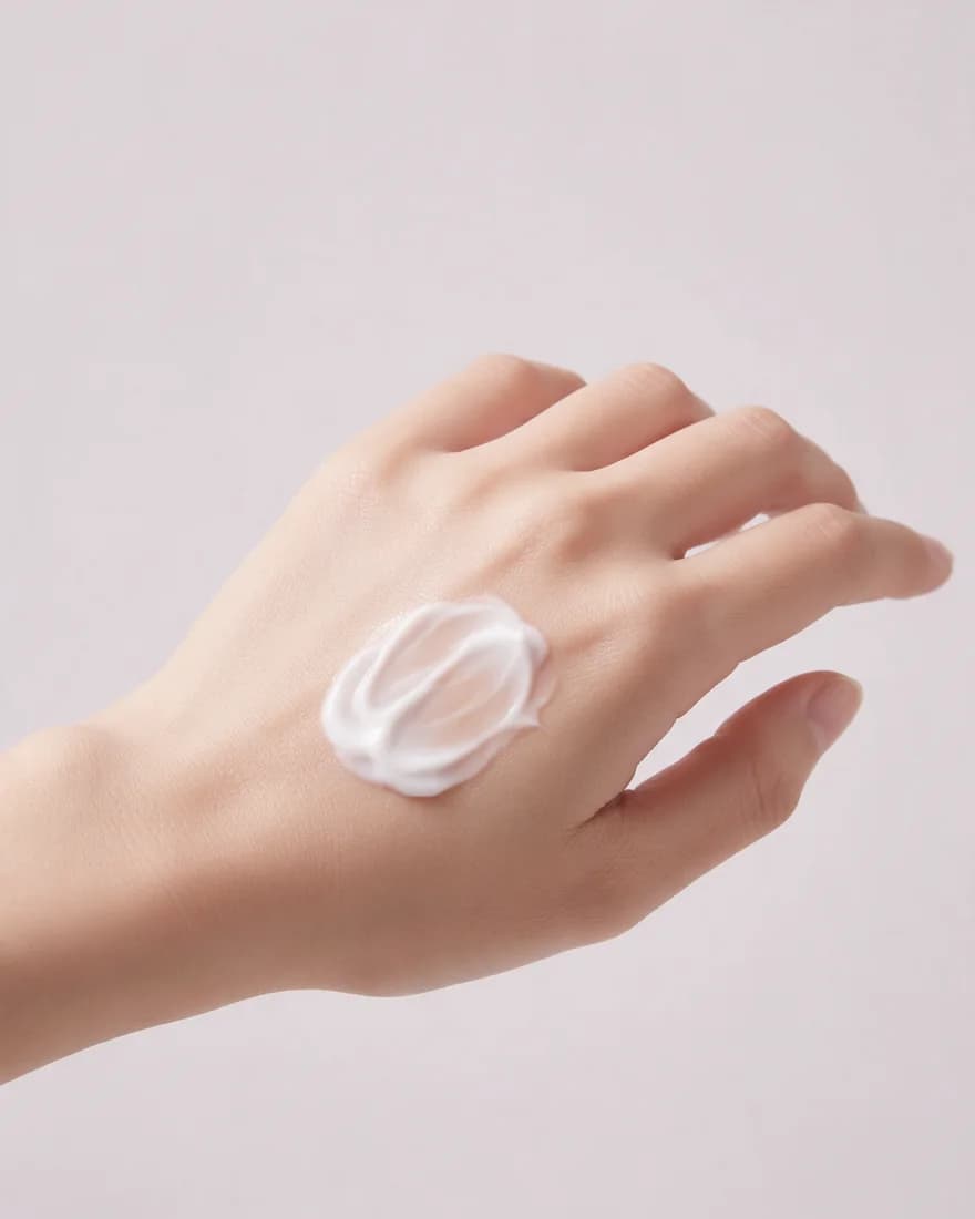 The back of a hand with a swirl of moisturizer